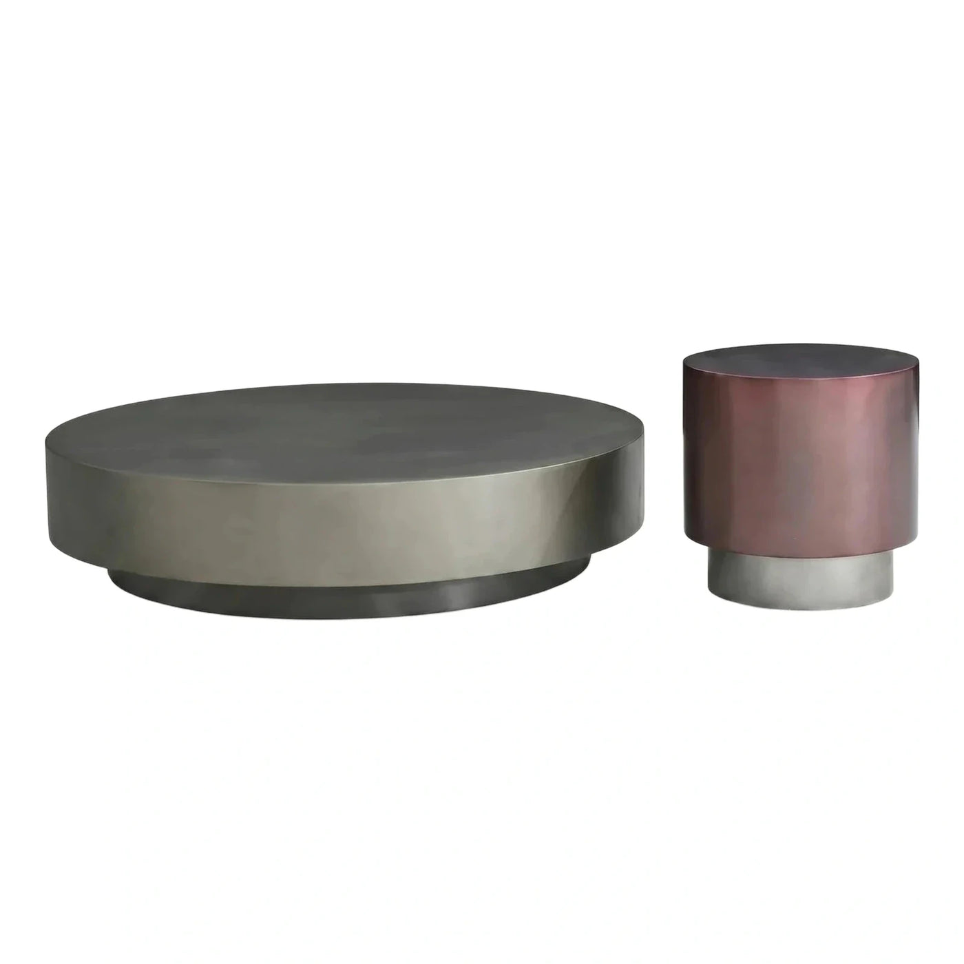 Modern Round Metal Coffee and Side Table Set