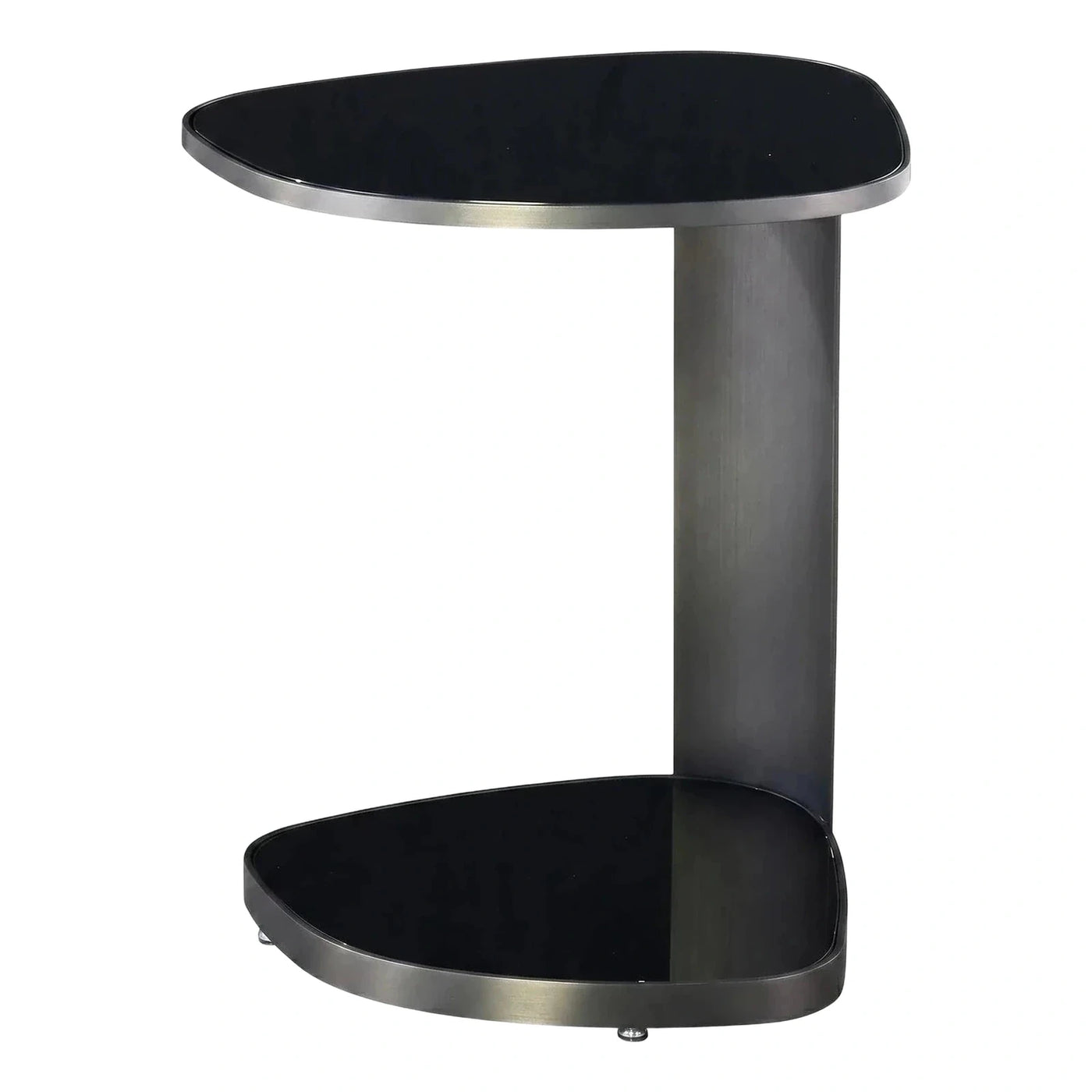 Modern Black Two-Tier Side Table with Metal Base