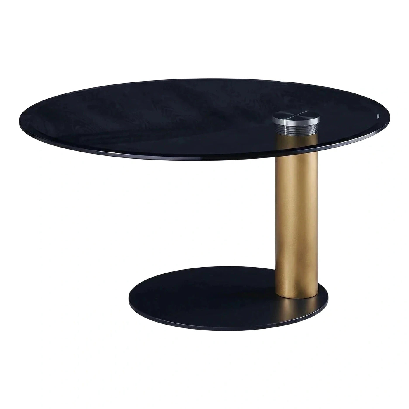 Modern Round Black Glass Coffee Table Gold Base