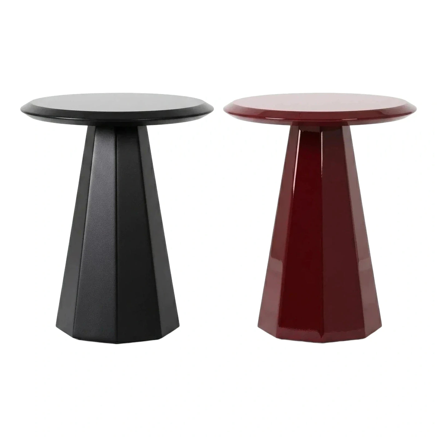 Geometric Faceted Pedestal Side Table Set