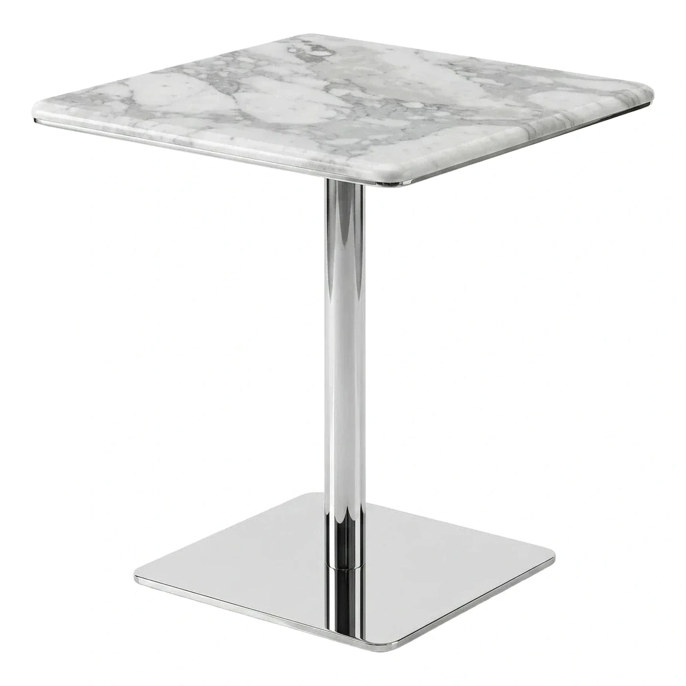 Modern Square Marble Top Side Table Chrome Base