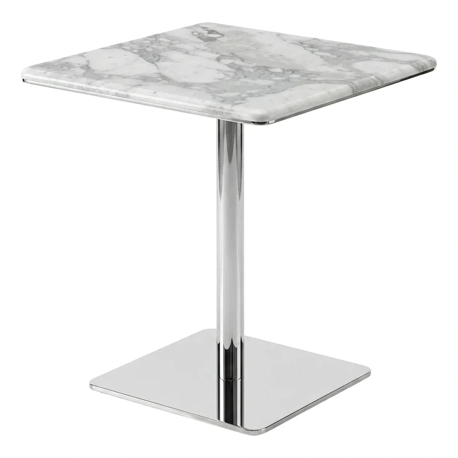 Modern Square Marble Top Side Table Chrome Base