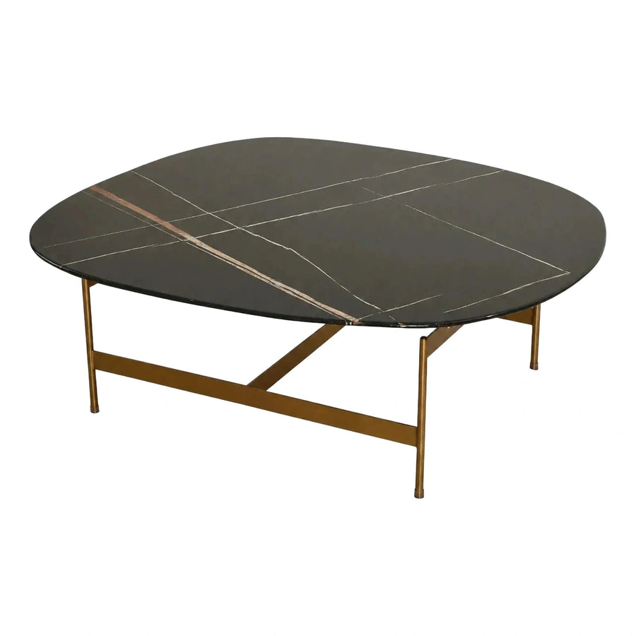 Modern Black Marble Coffee Table with Gold Base