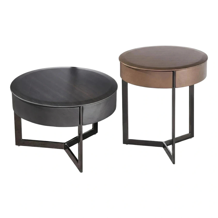 Modern Round Wood Coffee and Side Table Set