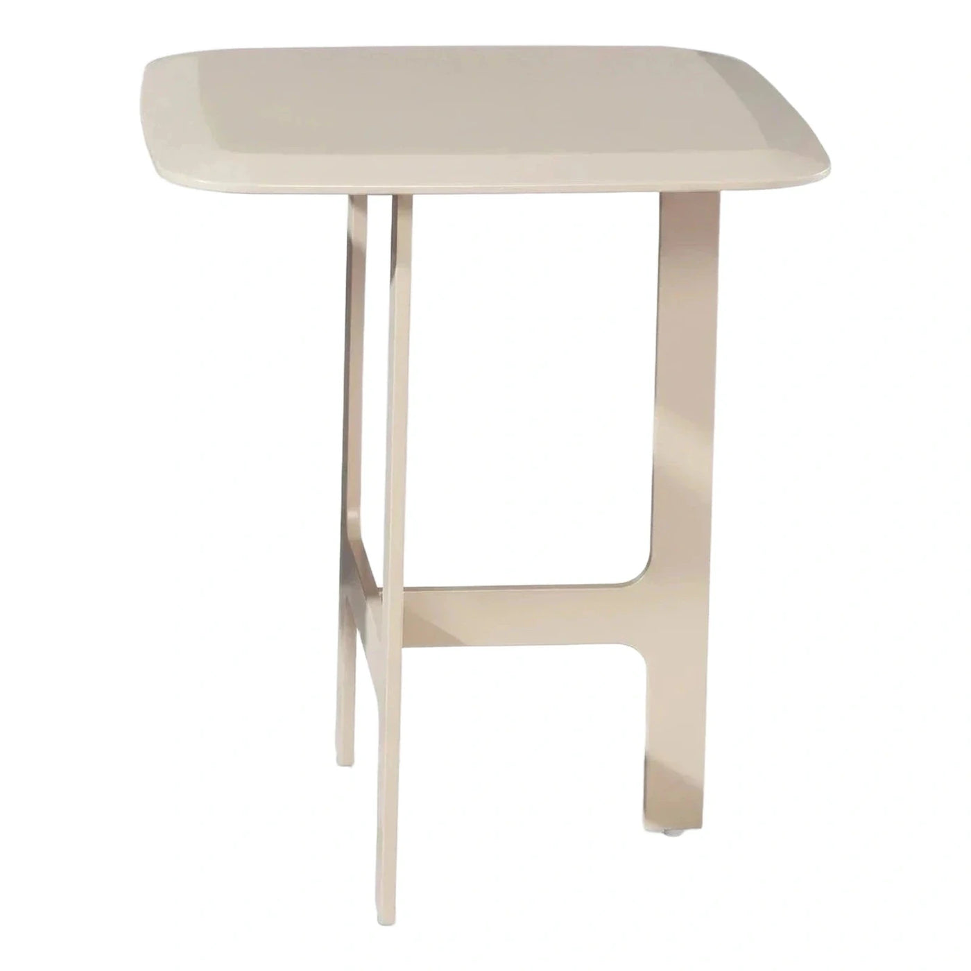 Modern Beige Metal Side Table with Rounded Top