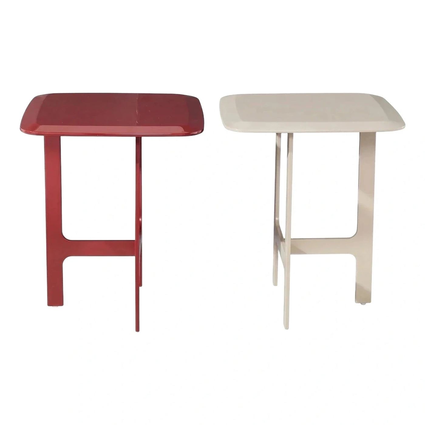 Modern Glossy Metal Side Tables Square Top