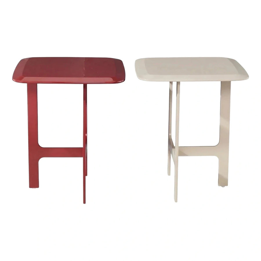 Modern Glossy Metal Side Tables Square Top