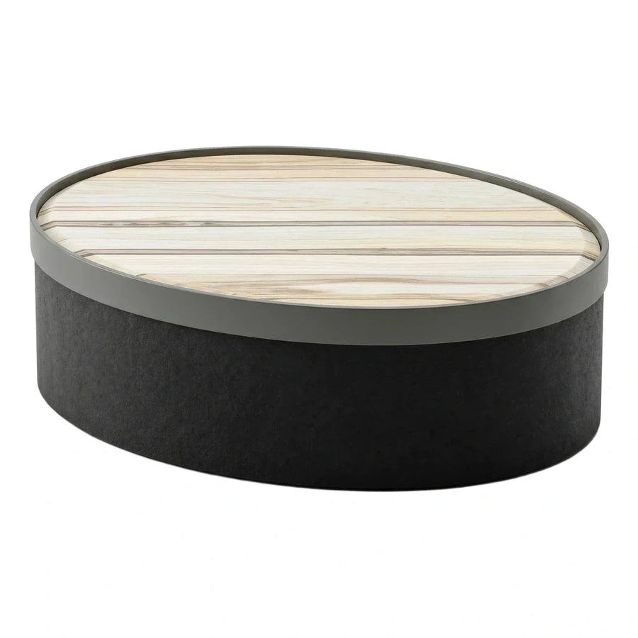 Modern Oval Coffee Table with Light Wood Top