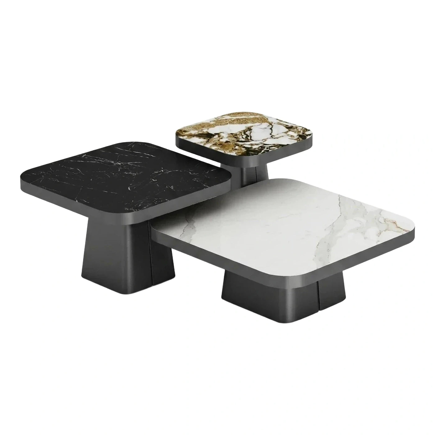 Modern Marble Top Nesting Coffee Table Set