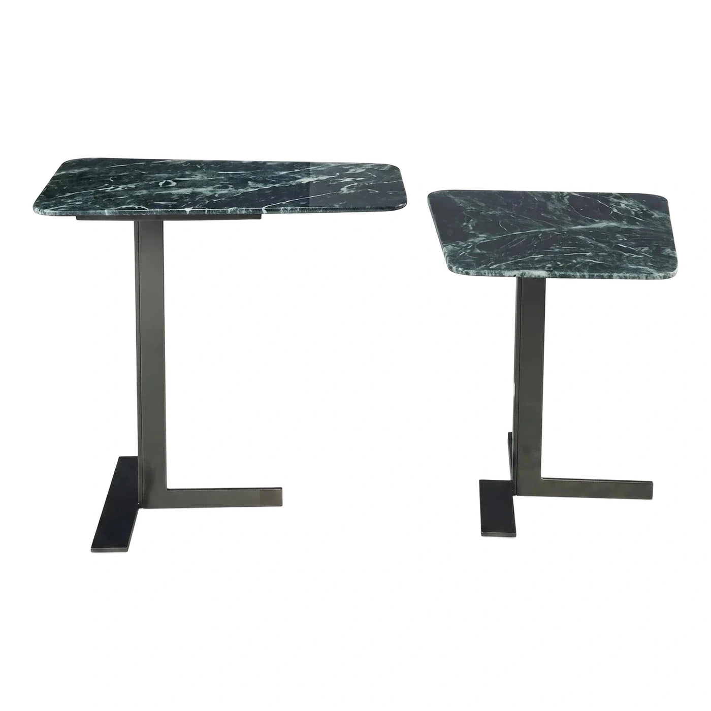 Green Marble Top Metal Cantilever Side Table Set