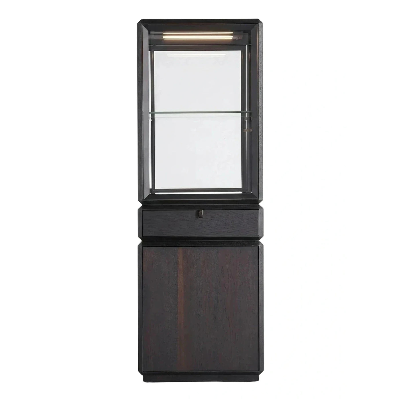 Dark Wood Glass Display Cabinet With Light