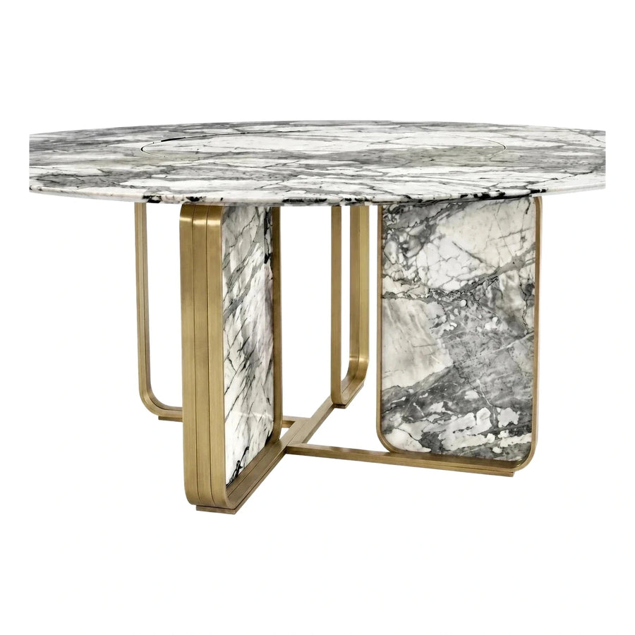 Luxury Oval Marble Dining Table with Gold Base