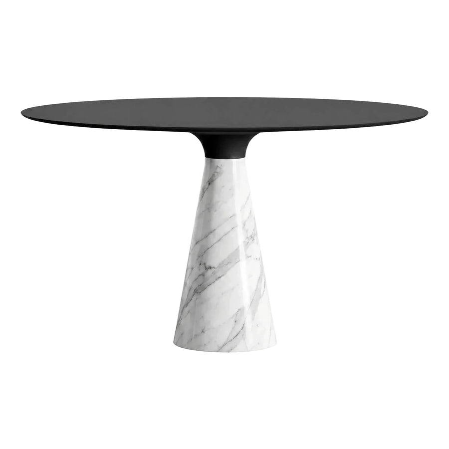 Modern Round Black Top Marble Base Table