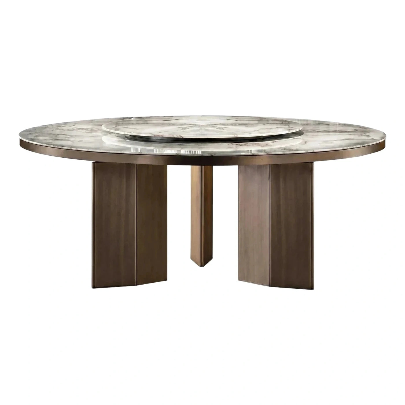 Round Marble Dining Table With Lazy Susan Bronze Base