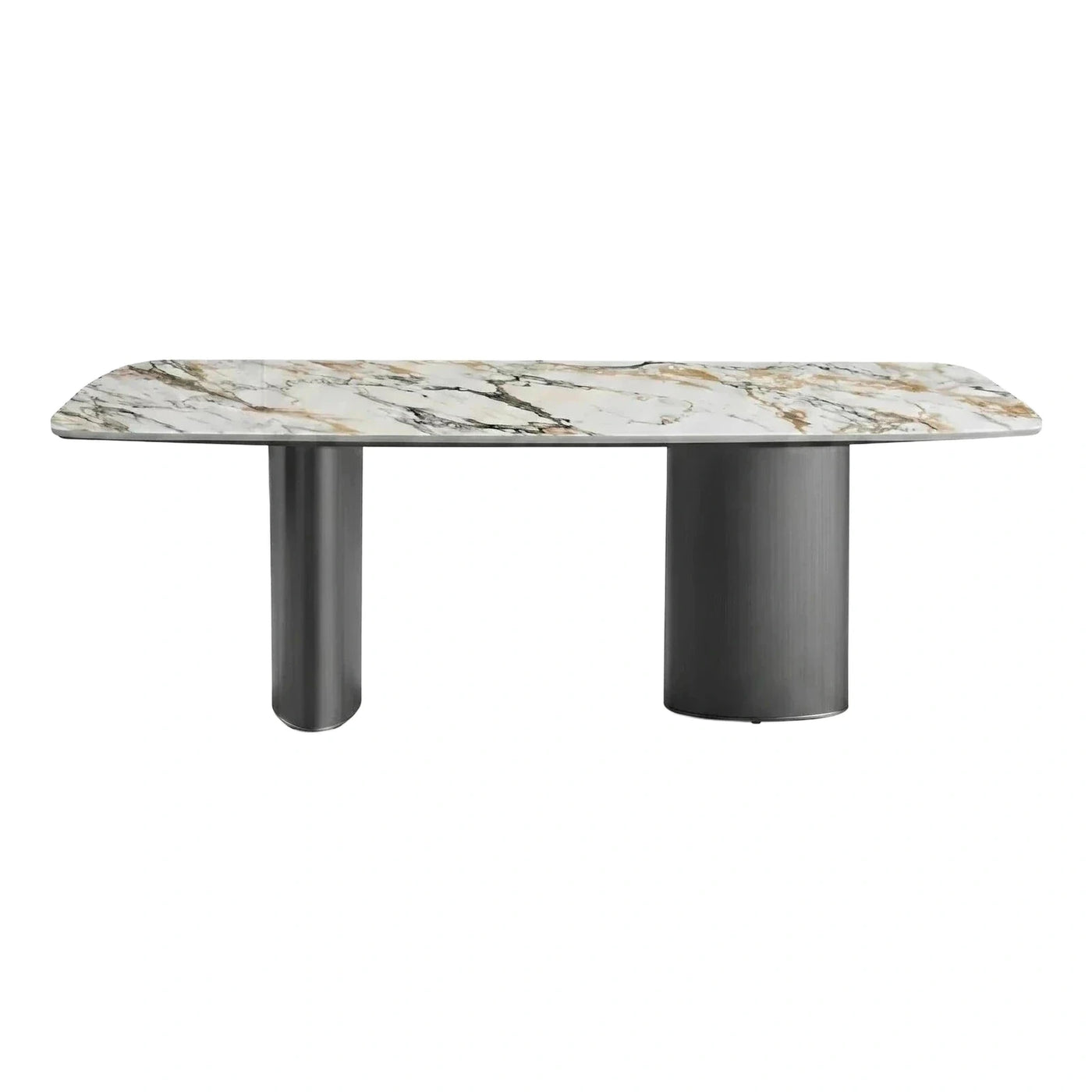 Modern Marble Top Dining Table with Metal Base