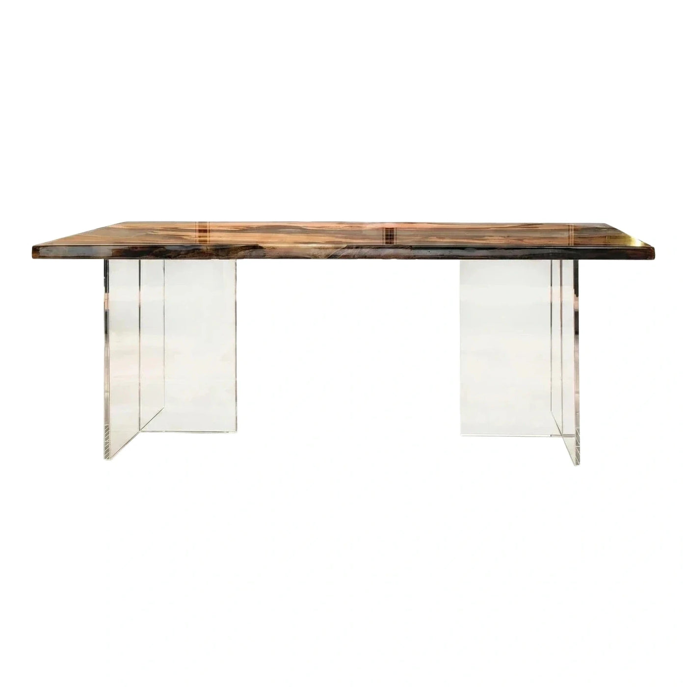 Modern Glossy Wood Dining Table with Acrylic Base