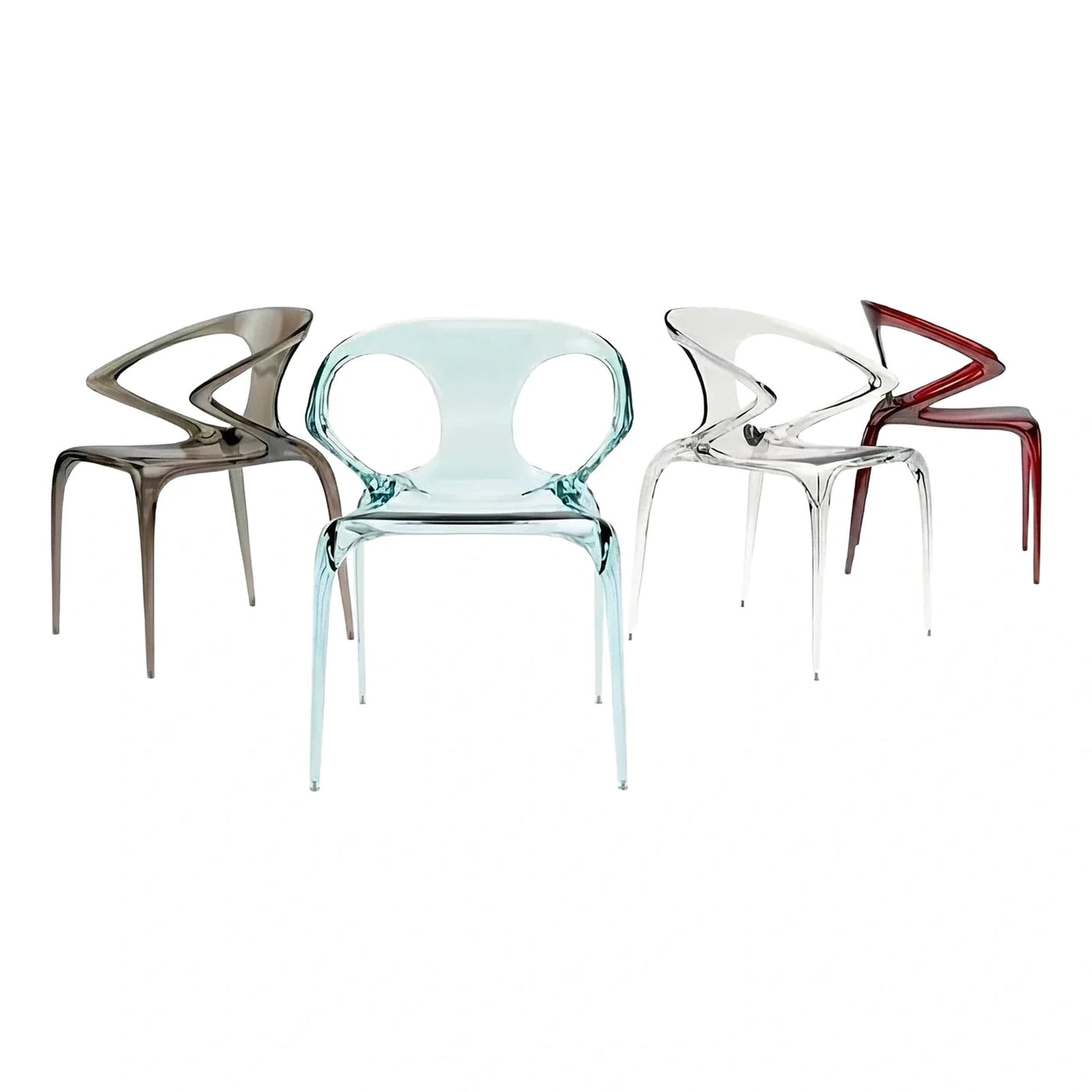Translucent Molded Armchair with Zig-Zag Back Design