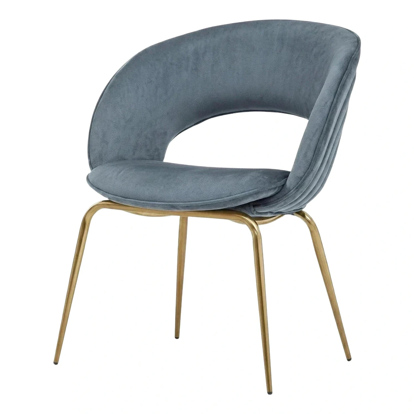 Modern Blue Velvet Dining Chair with Gold Legs