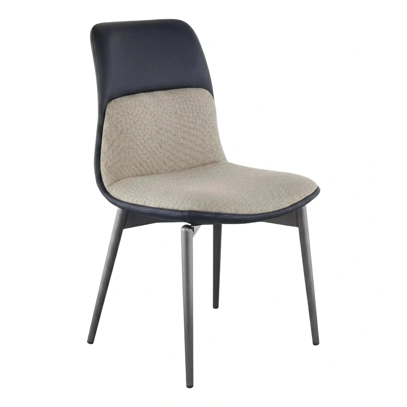 Modern Two-Tone Upholstered Dining Chair with Metal Legs