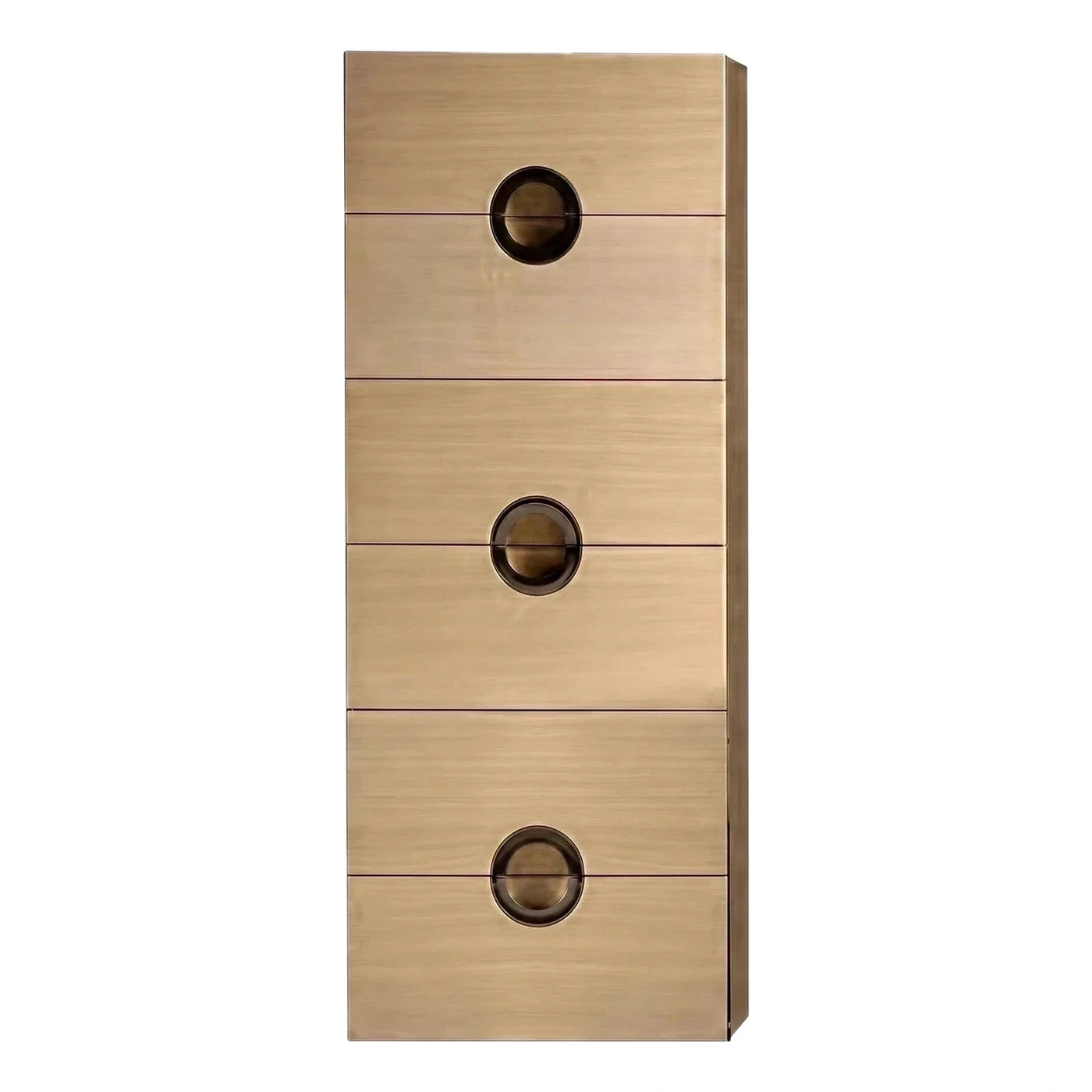 Tall Light Wood Chest of Drawers with Ring Pulls