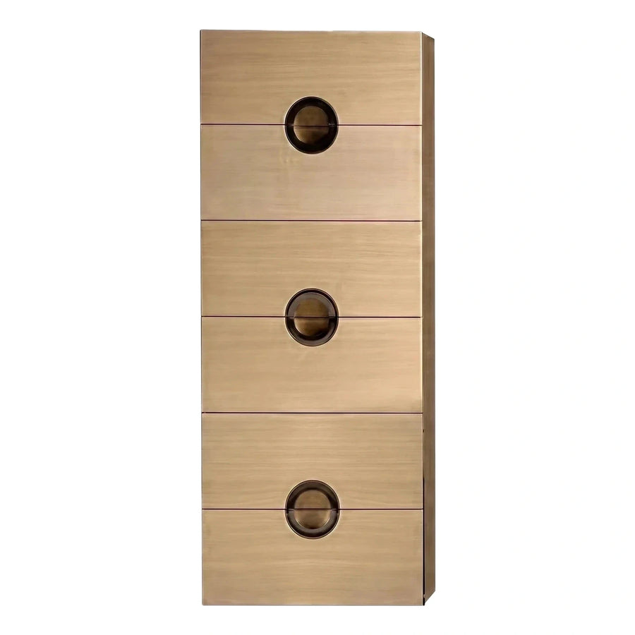 Tall Light Wood Chest of Drawers with Ring Pulls