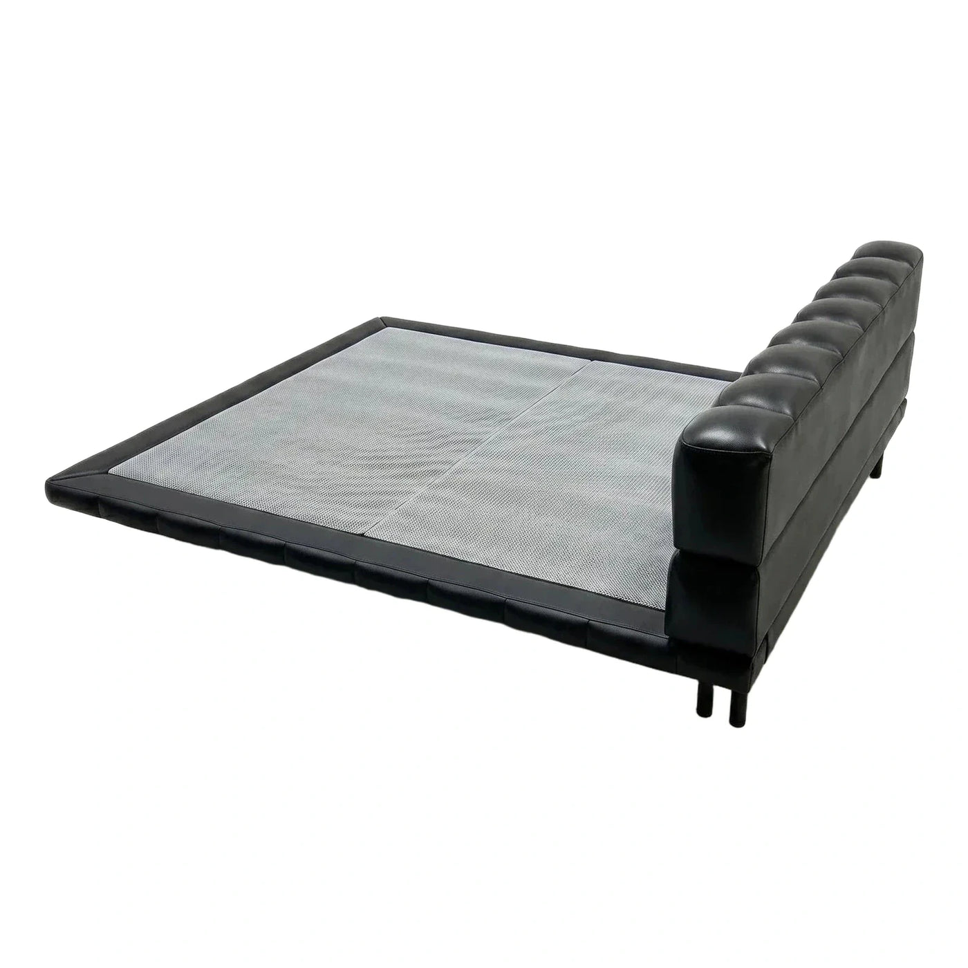 Black Tufted Leather Convertible Sofa Bed