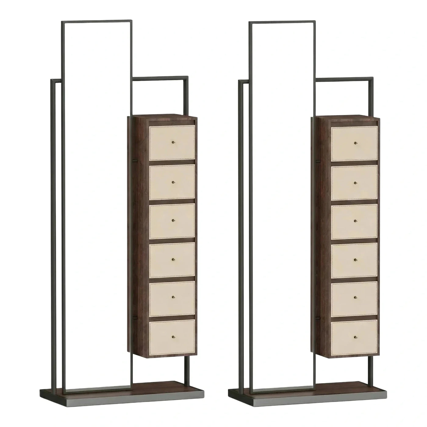 Modern Standing Jewelry Armoire with Mirror and Drawers