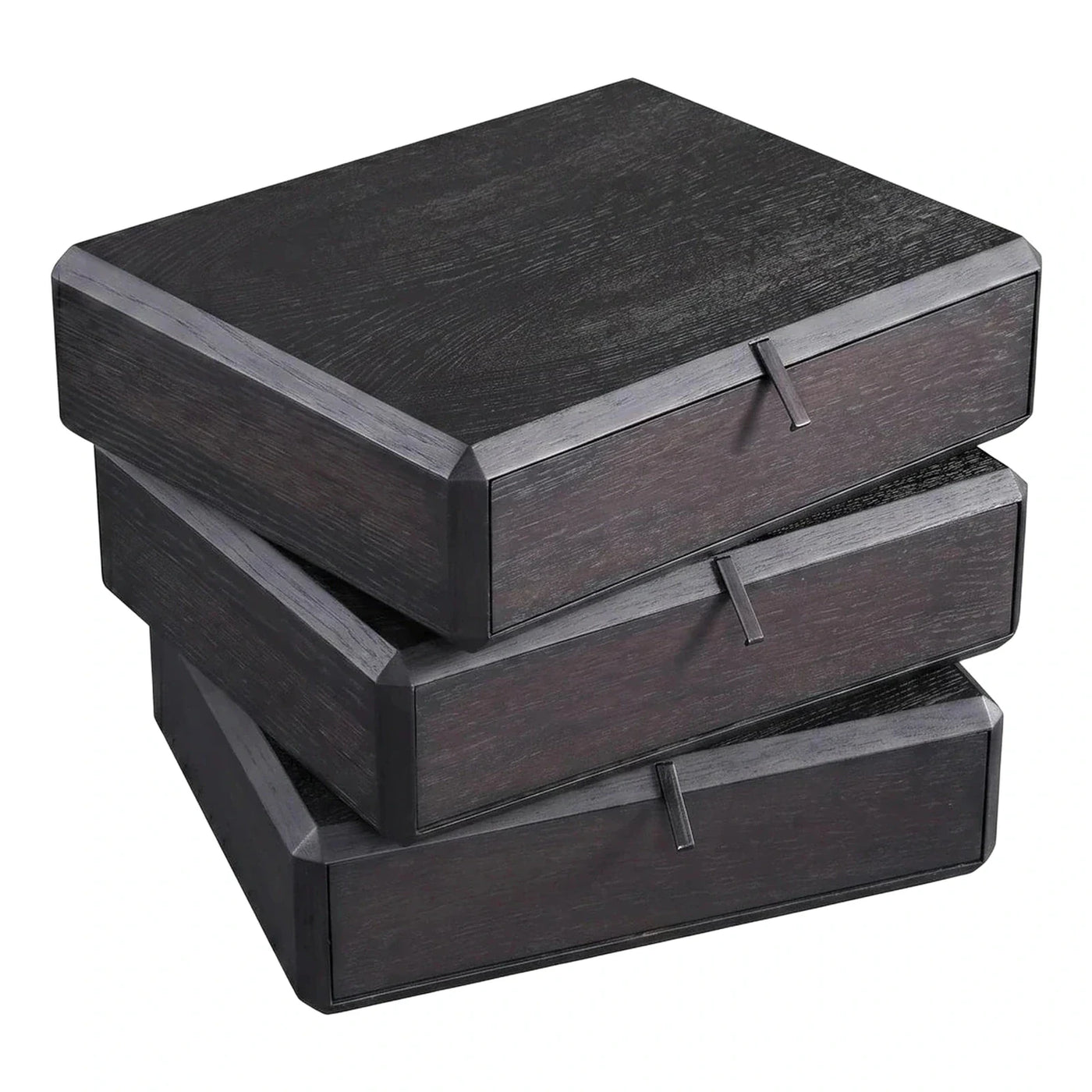 Modern Dark Wood Three Drawer Nightstand