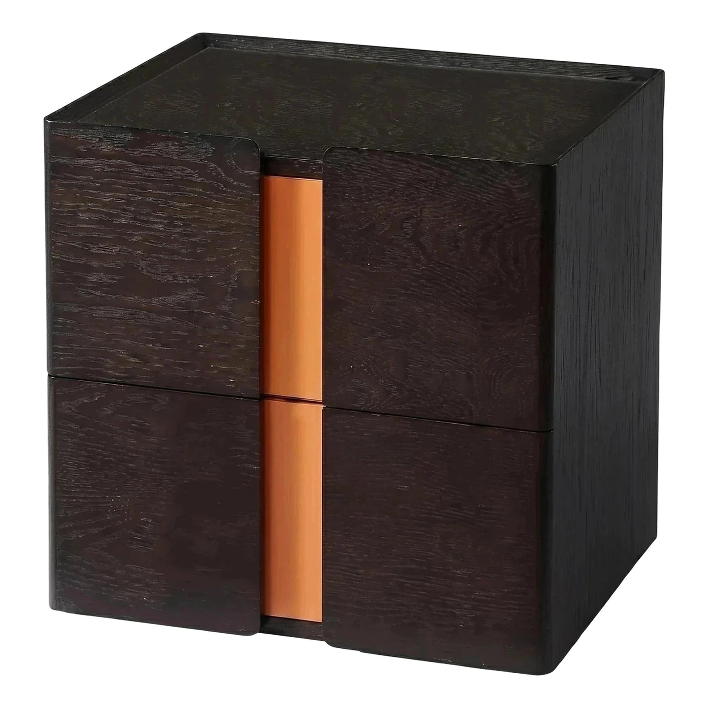 Modern Dark Wood Nightstand with Copper Handle