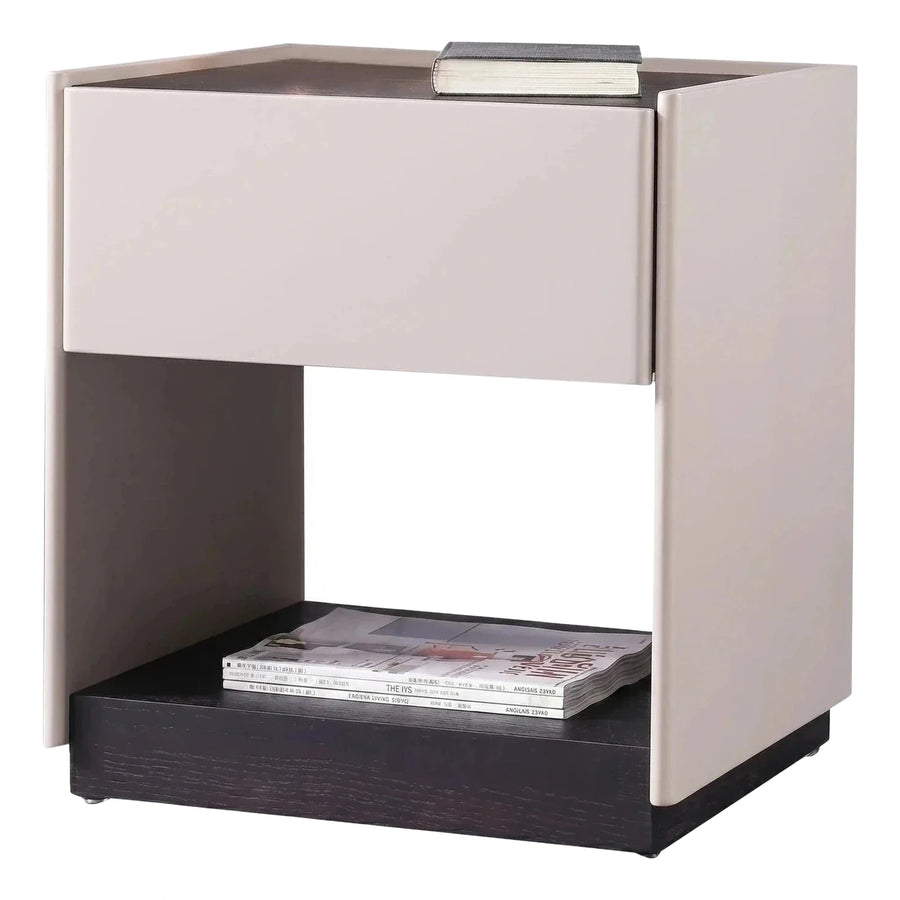 Modern Two-Tone Nightstand with Open Shelf Storage