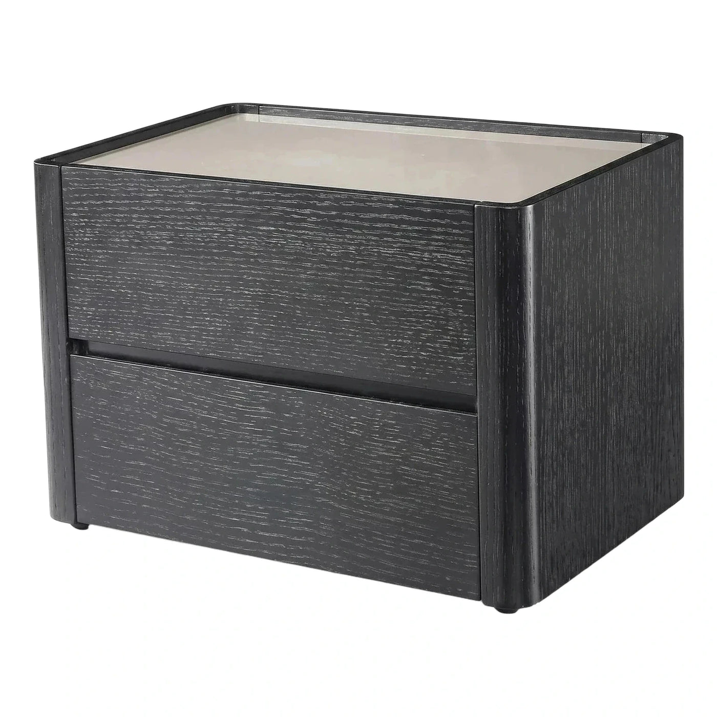 Modern Dark Wood Two-Drawer Nightstand