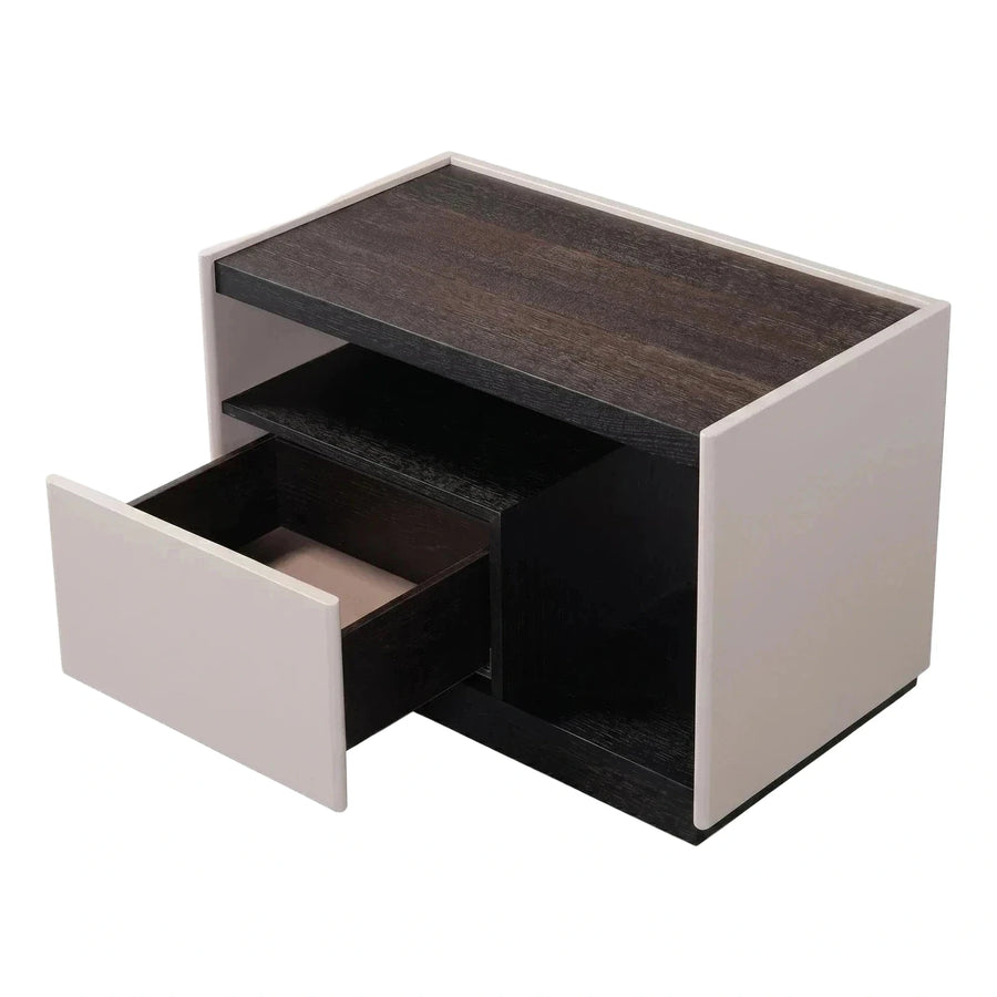 Modern Two-Tone Nightstand with Drawer and Shelf