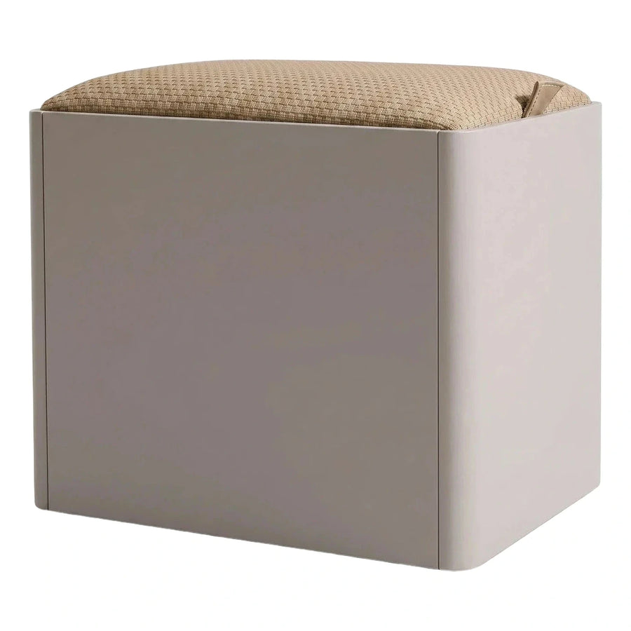 Modern Cube Ottoman with Textured Beige Cushion