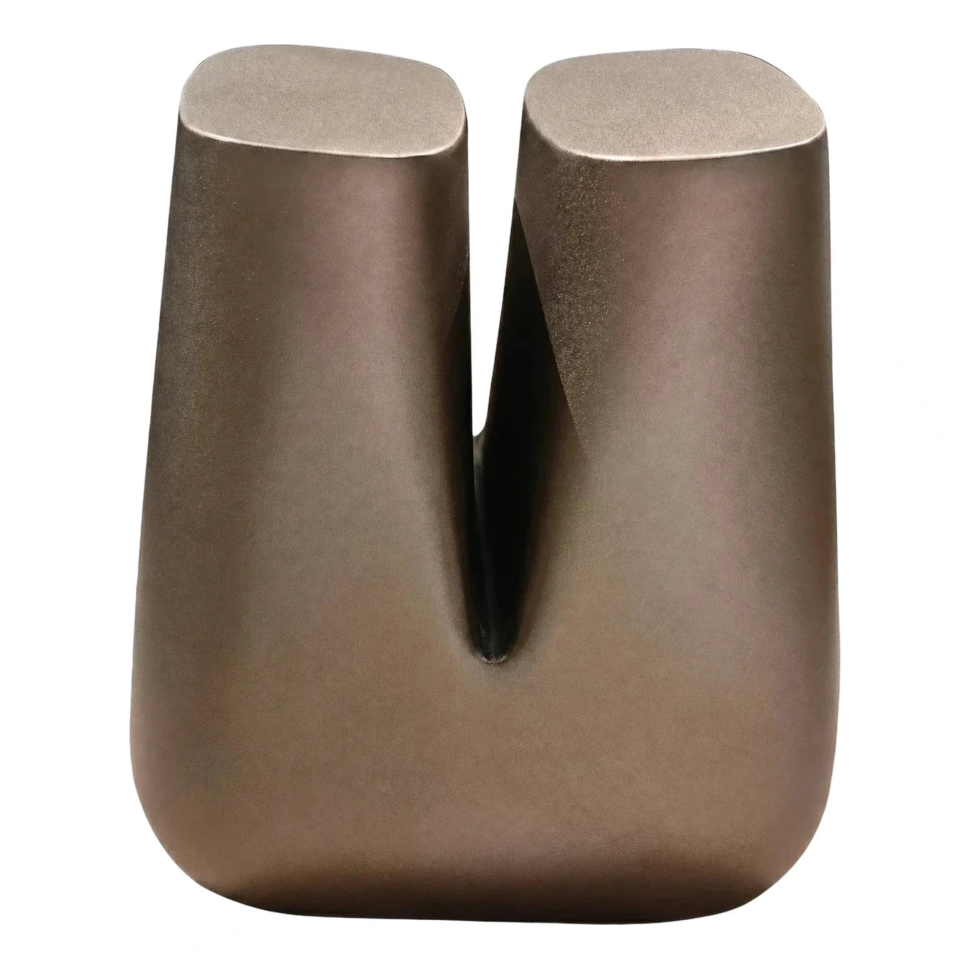 Modern U-Shaped Accent Stool in Matte Bronze