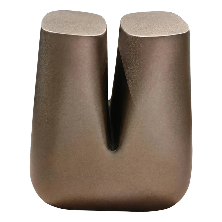 Modern U-Shaped Accent Stool in Matte Bronze