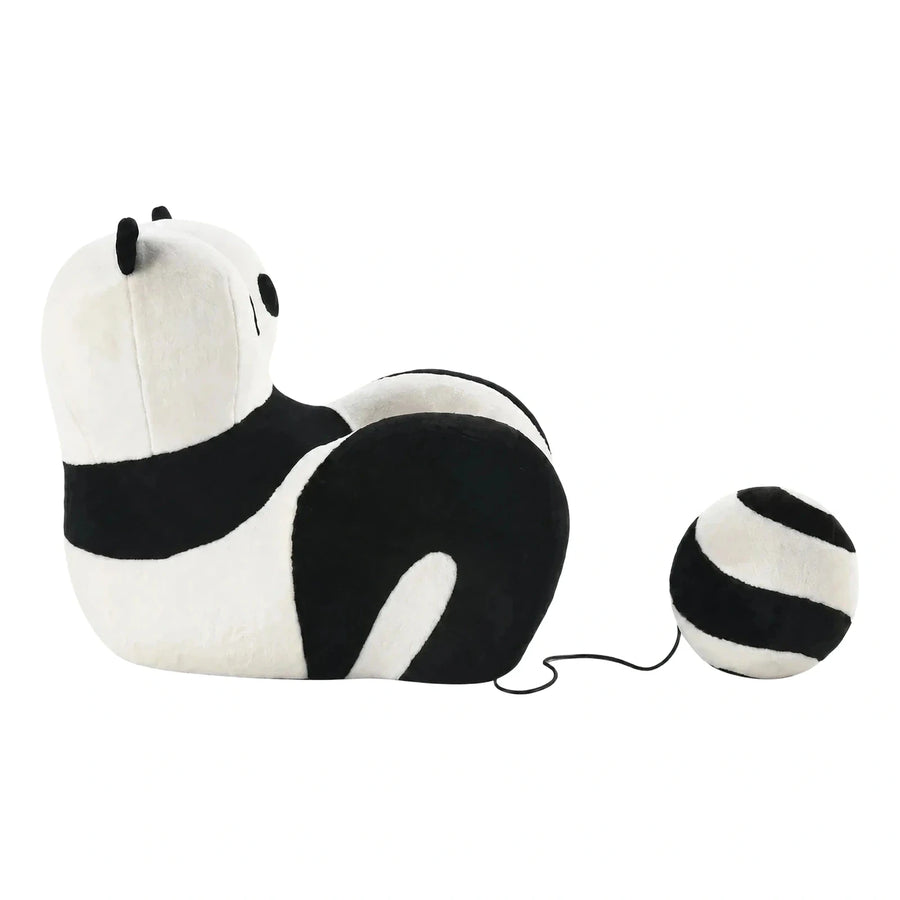 Black and White Snail Plush Ottoman with Ball