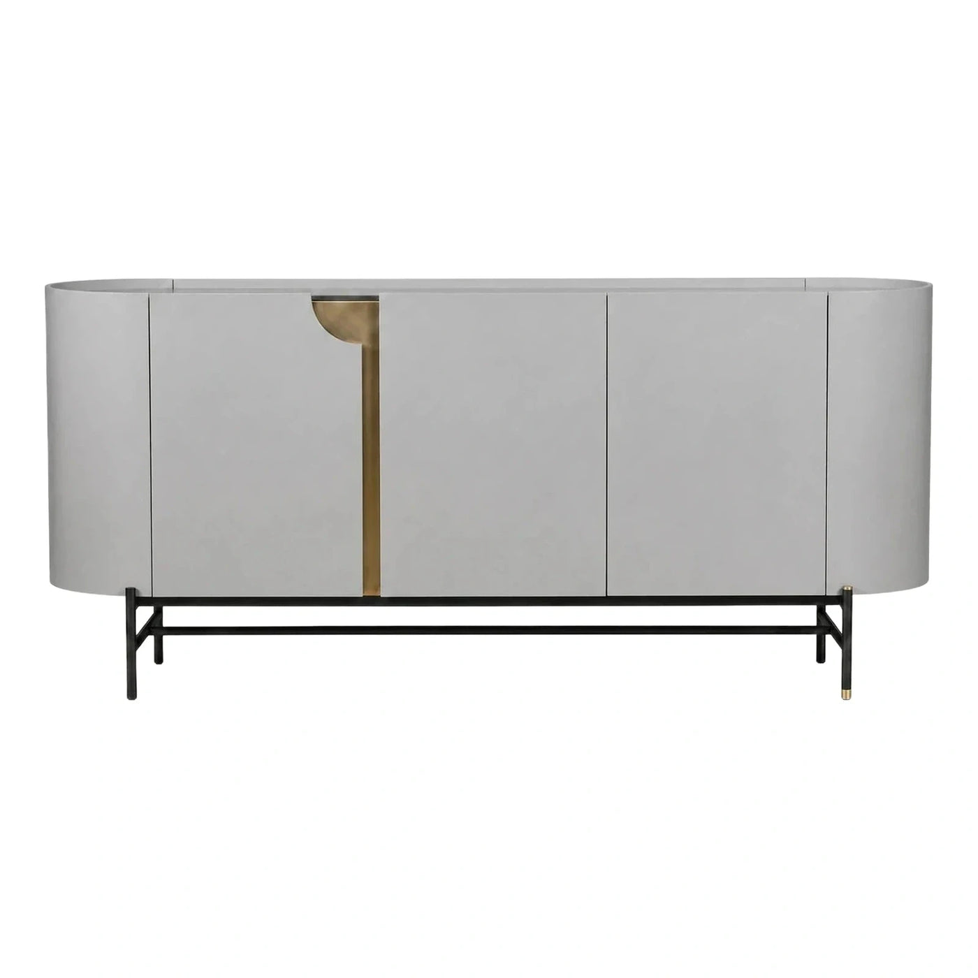 Modern Grey Curved Sideboard with Brass Detail
