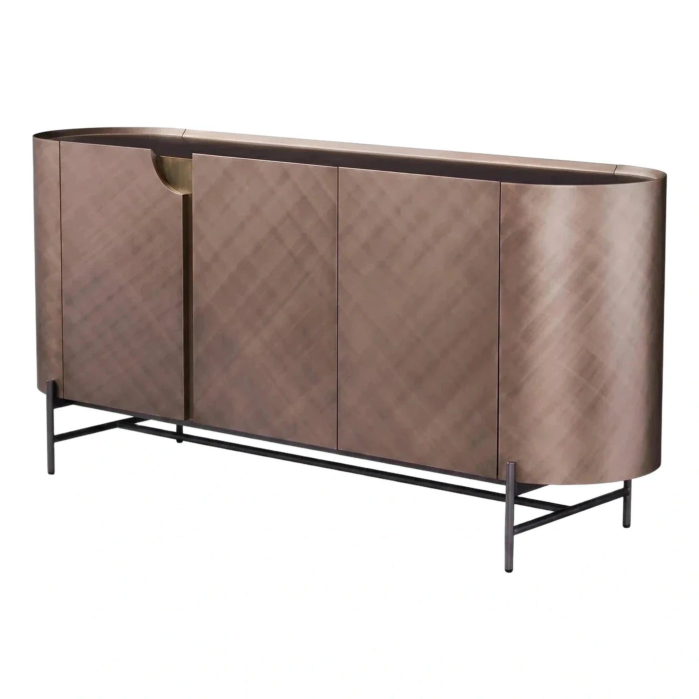 Modern Curved Wood Sideboard Cabinet