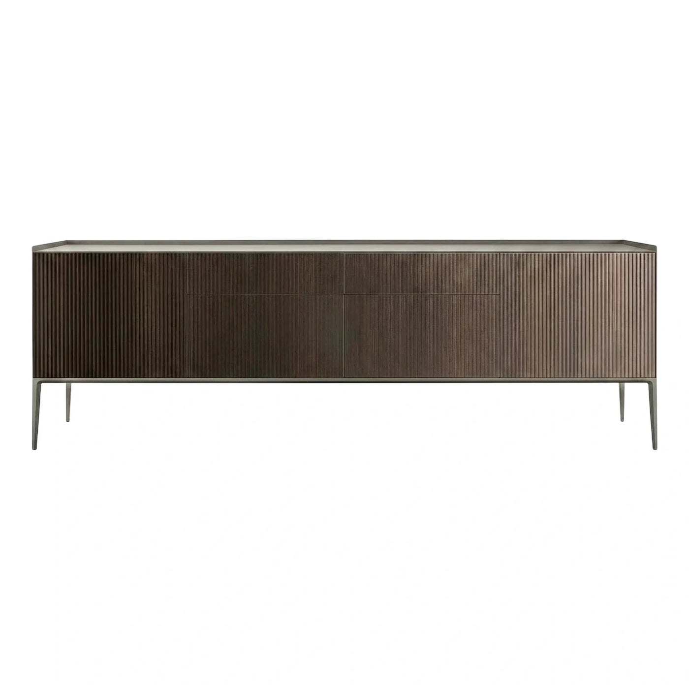 Modern Dark Wood Fluted Sideboard Cabinet
