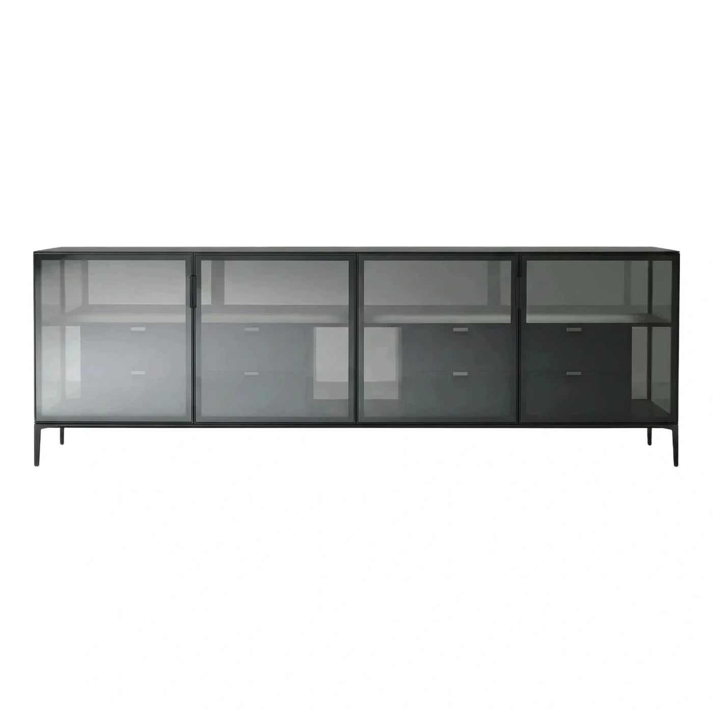 Modern Black Sideboard with Smoked Glass Doors