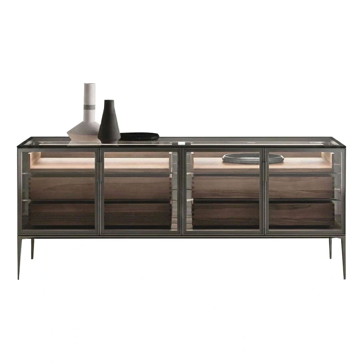 Modern Smoked Glass Sideboard with LED Lighting