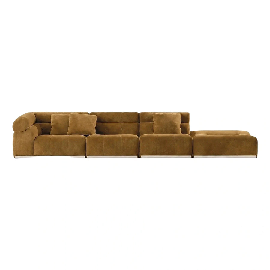 Modern Brown Modular Sectional Sofa with Chaise