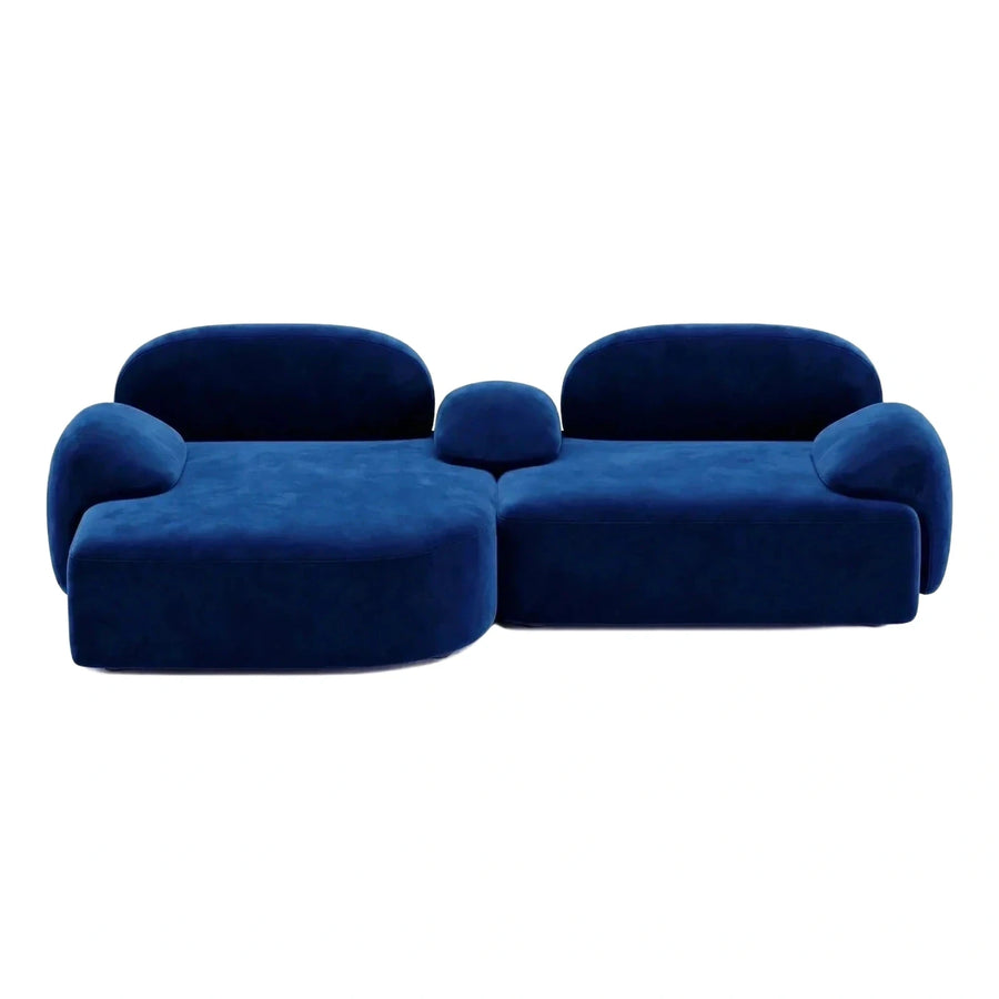 Navy Blue Velvet Curved Modular Sectional Sofa