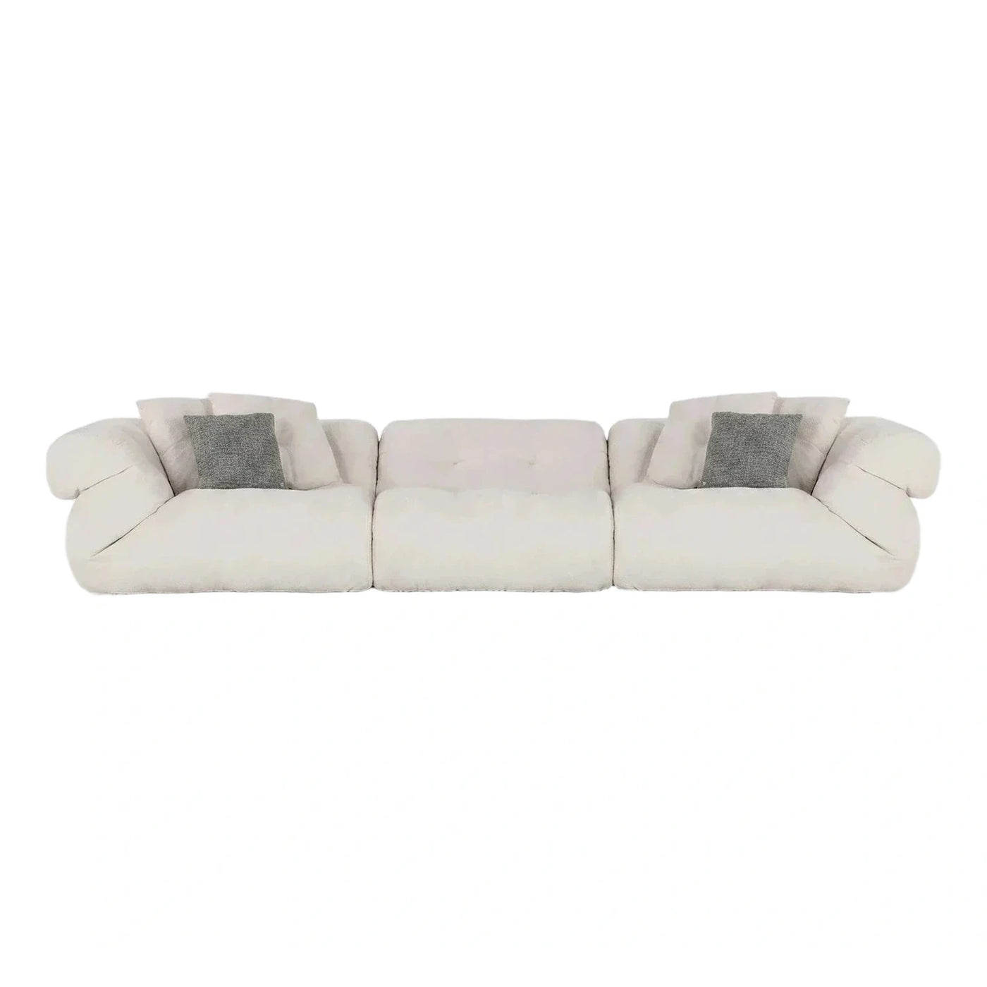 Cream Modular Boucle Sectional Sofa with Pillows