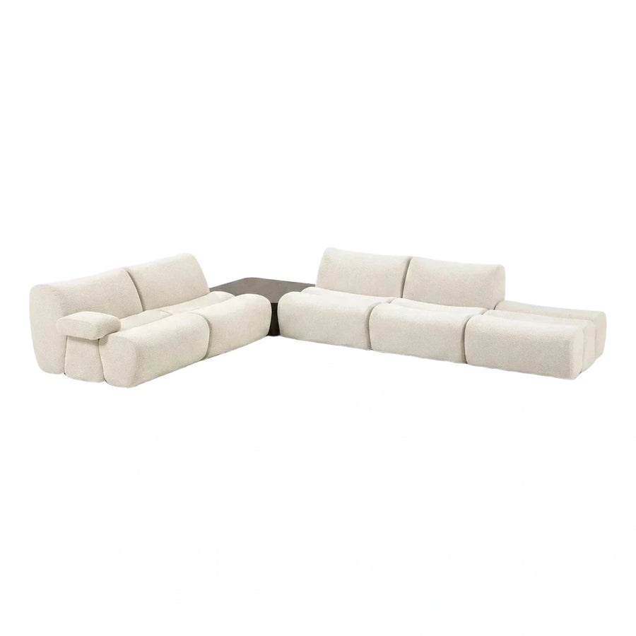 Modern Cream Modular Sectional Sofa with Side Table