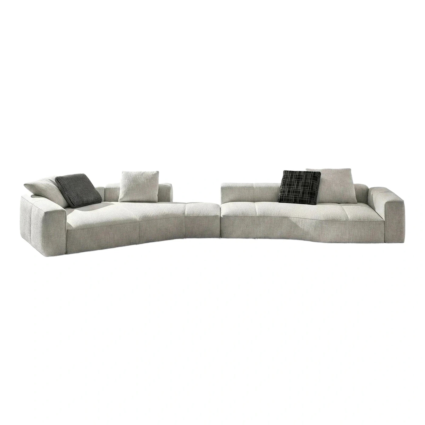 Modern Curved Modular Sectional Sofa Light Grey Fabric