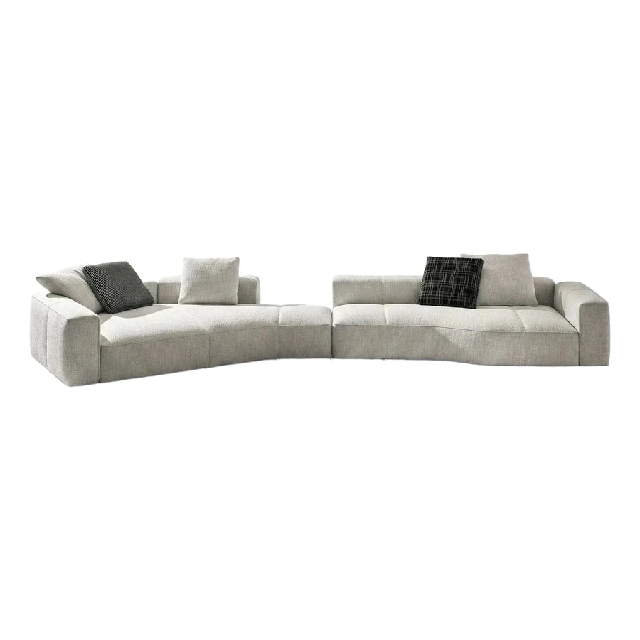 Modern Curved Modular Sectional Sofa Light Grey Fabric