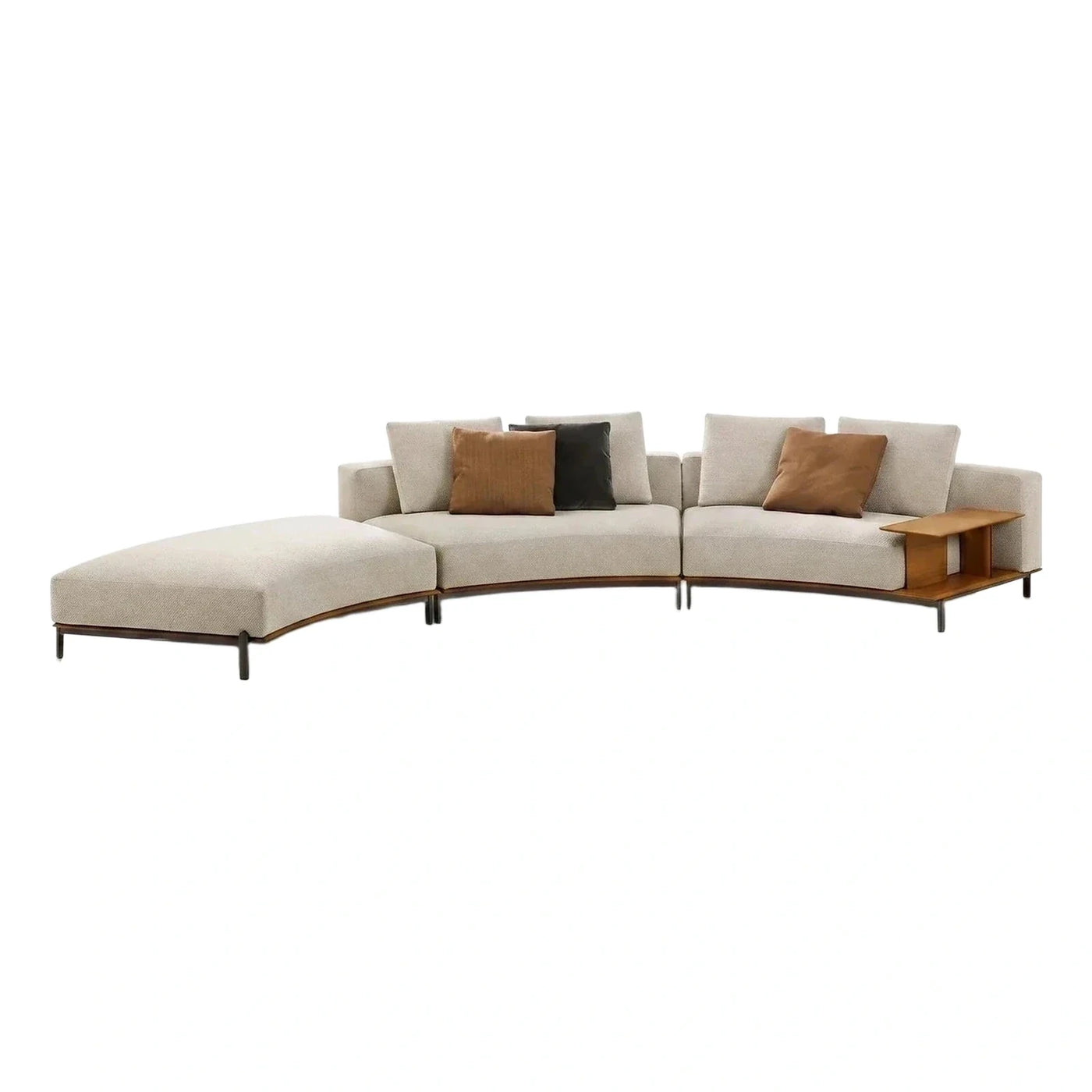 Curved Modular Sectional Sofa with Integrated Side Table