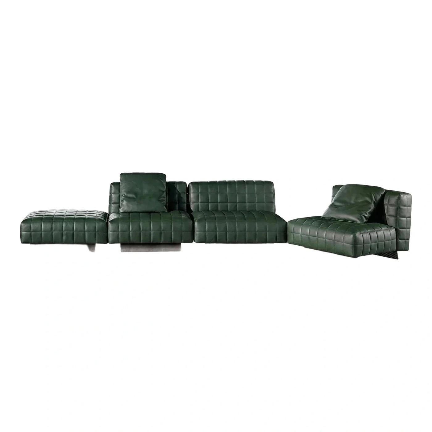 Emerald Green Quilted Leather Modular Sectional Sofa