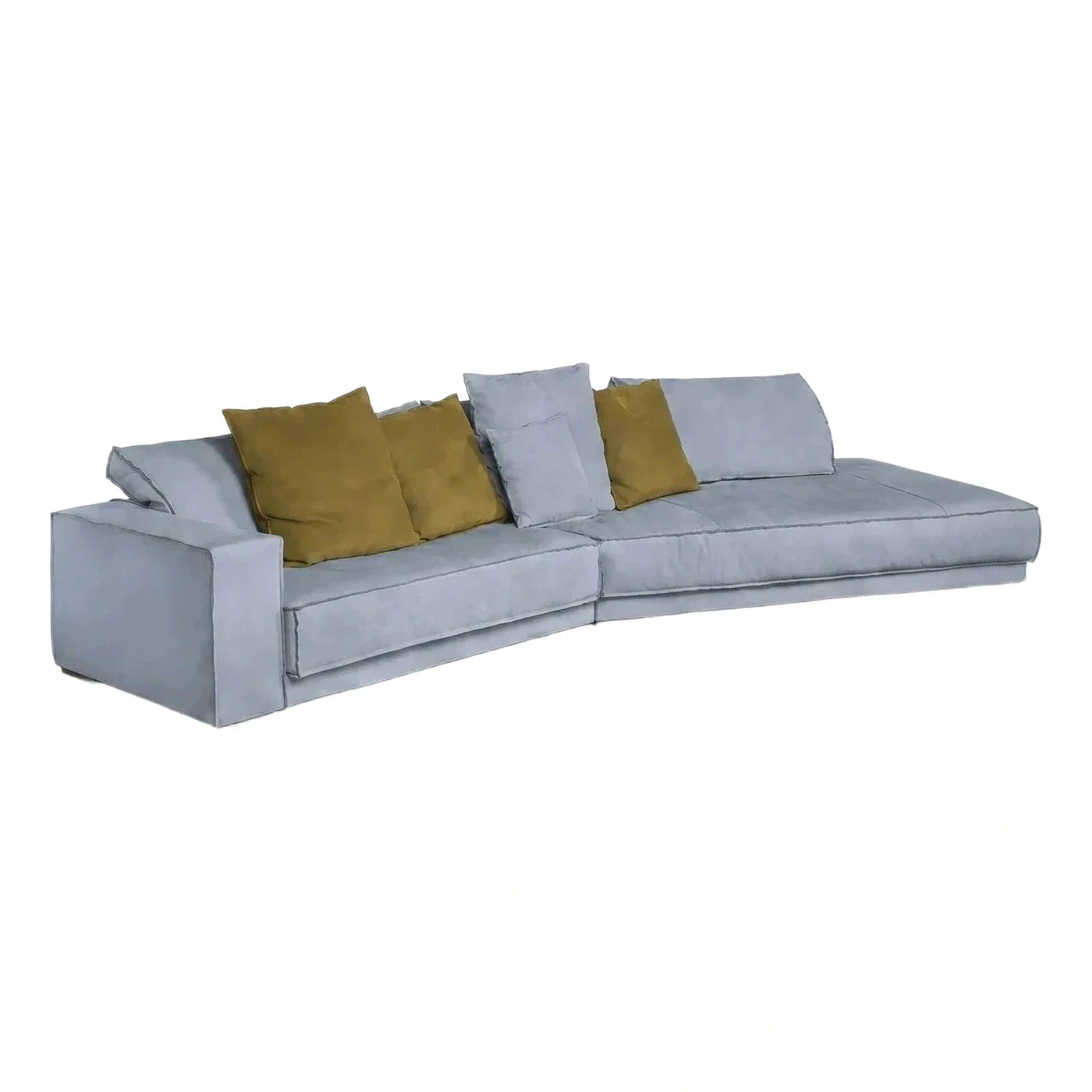Modern Light Blue Velvet Sectional Sofa with Chaise